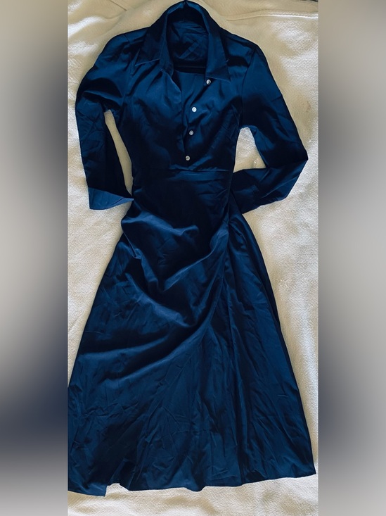 unbr Dresses & Skirts - NEW Sophisticated and Classy Navy Long-Sleeved Button-Front Long Dress midi